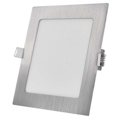 PLAM BI SQ 12,5W CCT Stropní podhledové svítidlo, základna hliník, povrch broušený nikl, difuzor plast opál, LED 12,5W, 1000lm, přepín. CCT teplota teplá 3000K-neutrální 4000K, IP20, rozměry 170x170x21mm.