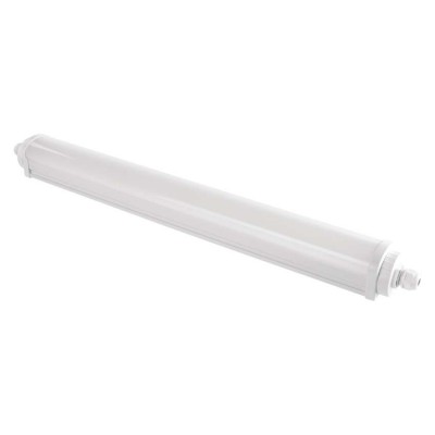 RESTY LED 51W, IP65 Stropní přisazené/ závěsné, průmyslové, prachotěsné svítidlo, těleso plast, povrch bílá, difuzor plast opál, LED 51W, neutrální 4000K, 6000lm Ra80, IK08, 230V, IP65, rozměry 1570x64x64mm