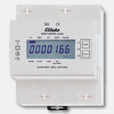  Třífázový digitální elektroměr jednosazbový pro nepřímé měření 5A, 50-60Hz, +měří PUI, Výstup měření SO 10Imp/kWh
