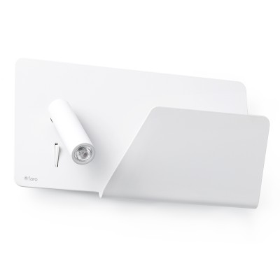 ESKO 1X3W LED Nástěnné svítidlo s bodovkou pro čtení, poličkou pro mobilní telefon a USB nabíječkou, těleso kov, povrch bílá, šedostříbrná, LED 1x3W, teplá 3000K, 140lm, vyzař úh. 36°, 230V, IP20, tř.1, 280x120x155mm