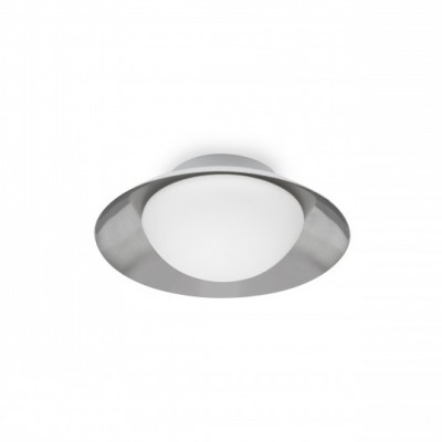 PLOSK LED 1x5W, G9 Stropní svítidlo, základna kov barva bílá, difuzor sklo opál, vnitřní barva nikl mat, LED 1x5W, G9, 230V, IP20, rozměry d=200mm, l=45mm
