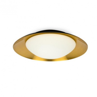 PLOSK LED 1x15W Stropní svítidlo, základna kov barva černá, difuzor sklo opál, vnitřní barva měď, LED 1x15W,3000K, 1200lm, 230V, IP20, rozměry d=390mm, l=110mm