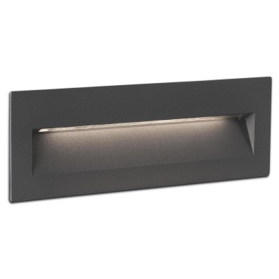 HANAK LED 1x6W Vestavné venkovní svítidlo do stěny, těleso hliník, povrch šedočerná mat, LED 1x8W, teplá 3000K, 330lm, 230V, IP65, rozměry 75x225x73mm, svítí dolů, vč. montážního boxu