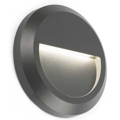 NERTU WALL ROUND LED 1x1W IP65 Nástěnné venkovní svítidlo, těleso plast, barva šedá tmavá mat, difuzor plast mat, LED 1x1W, teplá 3000K, 65lm, 230V, IP65, tř.2. rozměry d=150mm h=25mm