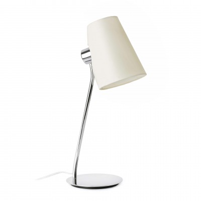 HORPOLA TA 1X20W E27 Stolní lampa, těleso kov, povrch chrom, stínítko textil bílý, pro žárovku 1x20W E27 A60, 230V, IP20, tř.2, h=530mm, přív. kabel 2m, s vypínačem