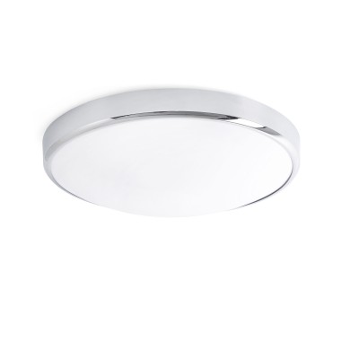 ARDLO Stropní svítidlo, základna kov, povrch chrom, difuzor plast PMMA opál, LED 35W, teplá 3000K, 2800lm/cca 140W žár., Ra80, 230V, do koupelny IP44, tř.2, rozměry d=430mm, h=100mm