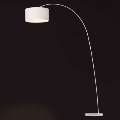 GUINEA Stojací oblouková lampa s vyloženým ramenem, základna kov, povrch barva bílá / černá, stínítko textil bílá/černá, 1x60W, E27, 230V, IP20, rozměry 350x1143x2000mm s vypínačem.