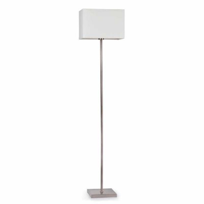 ATENA F Stojací lampa, základna čtvercová, materiál kov, povrch chrom mat, stínítko obdélníkové, textil, barva bílá, 1x100W, E27, 230V, IP20, rozměry 320x225x220mm, h=1430mm.