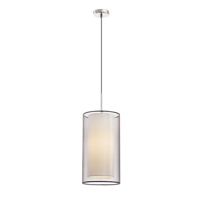 LIMBA S1 Závěsné svítidlo, materiál kov, povrch nikl mat, stínítko dvojité, vnější průsvitné černé, vnitřní textil béžová, 1x40W, E27, 230V, IP20, rozměry d=200mm, h=1200mm.