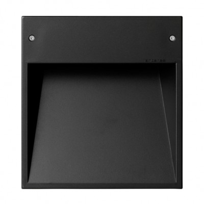 BOX Vestavné svítidlo do stěny, těleso hliník, povrch černá mat, LED 5W, teplá 3000K, 500lm/cca 25W žár, Ra80, 230V, IP65, tř.2, 236x256x52mm, mont box SAMOST, svítí dolů