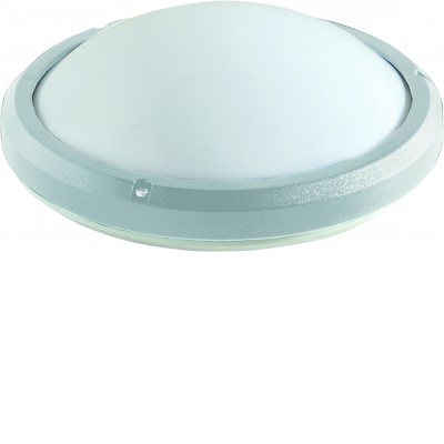 RHODOS 20W IP65 Stropní venkovní svítidlo, těleso plast stříbrná, difuzor plast opál, LED 20W, 1300lm, neutrální 4000K, 230V, IP65, tř.2, rozměry d=265mm, h=90mm.