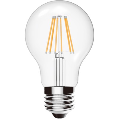 LED žárovka E27 A60 ČIRÁ 6W 8W 800LM Světelný zdroj, žárovka hrušková, sklo čiré, LED 6W, E27, A60, teplá 2700K, 230V, d=60mm, l=105mm
