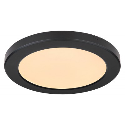CLAUST R 18W, CCT Stropní svítidlo, těleso plast, povrch černá, difuzor plast opál, LED 18W, 1420lm, CCT vypínačem přepínatelná teplota teplá 3000K, neutrální 4000K, denní 6500K, IP20, rozměry d=220mm, h=18mm.