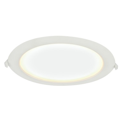 MORGAN LED 24W IP65 VÝPRODEJ Stropní vestavné svítidlo, těleso plast, povrch bílá, difuzor plast opál, LED 24W, 1900lm, teplá 3000K, 230V, IP65, tř.2, rozměry d=245mm, h=42mm