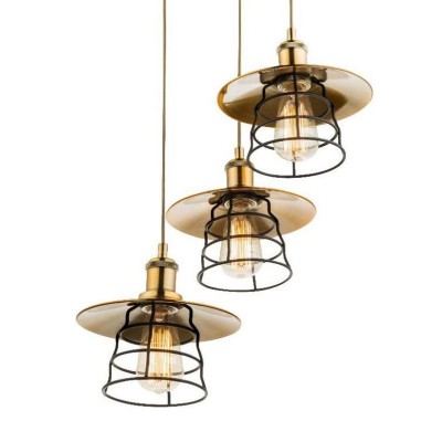 CAMPANULA 3x60W E27 VÝPRODEJ Závěsné svítidlo, těleso kov, povrch antická bronzová, kryt kovová černá mřížka, pro žárovku 3x60W, E27, 230V, IP20, tř.1, rozměry d=330mm, vč závěsu l=1550mm lze zkrátit