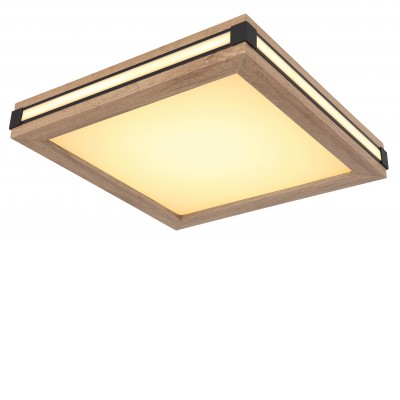 HARTIG SQ 12W/24W Stropní svítidlo, těleso kov černá mat a bílá mat a dřevo tmavé, difuzor plast opál, LED 12W/1480lm, 24W/2400lm, teplá 3000K, 230V, IP20, tř.1, rozměry dle typu.