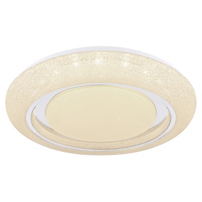 DAUN II Stropní svítidlo, kov chrom, dif plast opál třpytivý efekt, LED 28W, 1698lm, dálk ovl, nebo smart telefon Tuya, WiFi, stmív, nast teplota CCT teplá 3000K - denní 6000K, 230V, IP20, d=480mm, h=70mm