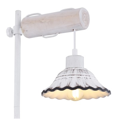 DELBRUCK TL Stolní lampa, těleso kov a dřevo světlé, stínítko keramika, povrch černá a bílá, pro žárovku 1x40W, E27, 230V, IP20, rozměry 350x180x550mm (ŠxVxH), výšku lze nastavit.