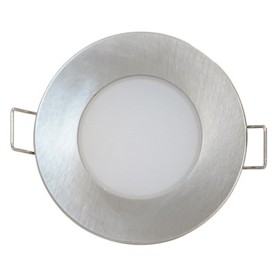 INZA LED 5W IP65/IP20 Stropní, podhledové svítidlo, materiál plast, povrch chrom mat, difuzor plast opál, LED 5W, teplá 3000K, 330lm, Ra80, 230V, do koupelny IP65/IP20, tř.2, d=83mm, h=50mm