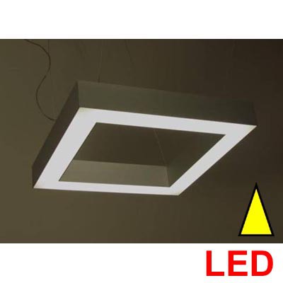 QUADRAL LED Závěsné svítidlo, těleso hliníkový profil, povrch elox šedostříbrná, difuzor plast opál, LED, stmív DALI, 230V, IP20, profil 90x79mm, vč. lank závěsu l=2000mm, lze zkrátit, svítí dolů