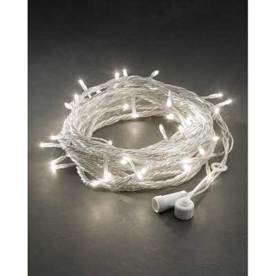 SYSTÉM 24V ŘĚTEZ BÍL Vánoční osvětlení venkovní LED řetěz spojovatelný SYSTÉM 24V, 50x nebo 100x (dle typu) teplá LED, svítí stále, 24V, rozteč 10cm, délka 5 nebo 10m (dle typu), transparentní kabel