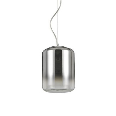 BENN 1x60W E27 Závěsné svítidlo, základna kov, povrch chrom, difuzor sklo tvar válec, šedá kouřová, pro žárovku 1x60W, E27, 230V, IP20, tř.1, rozměry d=195mm, včetně lankového závěsu l=500/1250mm, lze zkrát