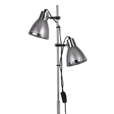 DESI 2X60W E27 Stojací pokojová lampa pro čtení, těleso kov, povrch chrom, nastavitelný směr svícení, povrch barevný lak oranžová/stříbrná/azurová/černá/zelená, vnitřek bílá, pro žárovku 2x60W, E27, 230V, IP20, tř.2, rozměry d=240mm, v=1600mm