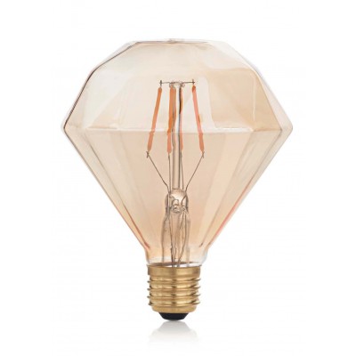 AAA E27 VIII LED žárovka, těleso kov zlatá, krycí sklo jantar, LED 4W, E27, teplá 2200K, 380lm, Ra80, 230V, tř.1, rozměry d=105mm, h=135mm