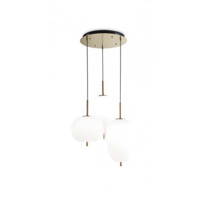 GRONEST, LED 60W Závěsné svítidlo, těleso kov, povrch zlatá, difuzor sklo opál, LED 60,2W, teplá 3000K, 3160lm, 230V, IP20, tř.1, rozměry d=600mm, h=590mm, vč závěs kabelu l=1400mm, lze zkrátit.