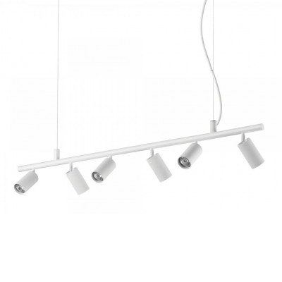 HADAMAR Závěsné bodové svítidlo, nastavitelný směr svícení, základna kov, povrch bílá, pro žárovku 6x28W, GU10, ES50, 230V, IP20, tř.2, rozměry 1155x105mm, závěsný kabel l=2250mm, lze zkrátit.