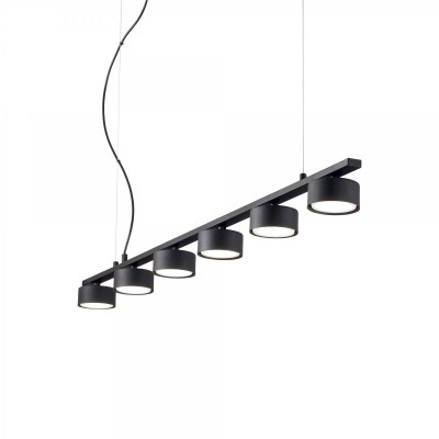 HALEK Závěsné svítidlo, základna kov, povrch černá, pro LED 6x15W, GX53, 230V, IP20, tř.2, rozměry 1150x40x85mm, závěsný kabel l=2190mm lze zkrátit.