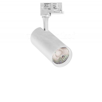 HERIED Bodové svítidlo do 3F lišty, nastavitelný směr svícení, těleso hliník, povrch bílá, LED 25W, neutrální 4000K, 2700lm, vyzař. úhel 35°, 230V, IP20, tř.1, rozměry d=70mm, h=161mm.