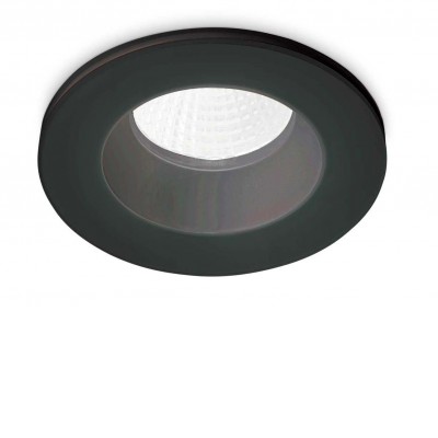 HUKEL IV R Vestavné stropní bodové svítidlo, kruhové, těleso hliník, povrch bílá/černá, LED 8W, teplá 3000K, 800lm, 230V, do koupelny IP65, tř.2, rozměry d=98mm, h=50mm.
