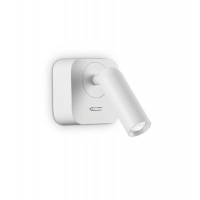 FAZO LED 3W Nástěnné bodové svítidlo, nast.směr svícení,  těleso kov, povrch bílá, krycí sklo čiré, LED 3,5W, 220lm, teplá 3000K, 230V, IP20, tř.1, rozměry 65x110x85mm