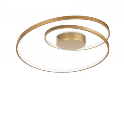 HUSUM PL LED 49W DALI Stropní přisazené svítidlo, těleso kov, povrch mosaz, difuzor plast opál, LED 49W, teplá 3000K, 5200lm, stmívatelné DALI/PUSH, 230V, IP20, tř.1, rozměry d=600mm