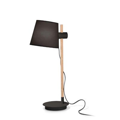 RAPINA TL 1x60W Stolní lampa, nastavitelná výška stínidla, základna kov, barva černá/bílá, těleso dřevo světlé, stínítko plast černá/bílá, pro žárovku 1x60W, E27, 230V, IP20, rozměry d=200mm, h=660mm.