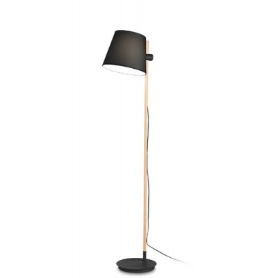 RAPINA FL 1x60W Stojací lampa, nastavitelná výška stínidla, základna kov, barva černá/bílá, těleso dřevo světlé, stínítko plast černá/bílá, pro žárovku 1x60W, E27, 230V, IP20, rozměry d=300mm, h=1680mm.
