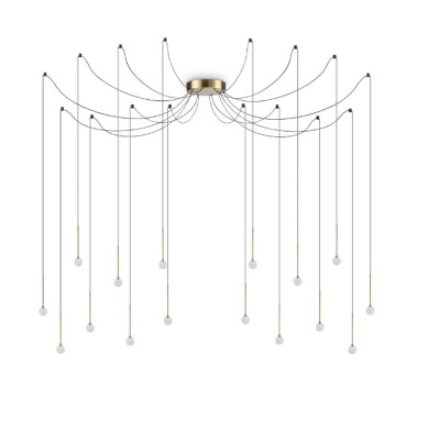 RENDO HL 16W Závěsné svítidlo, lustr, základna kov, povrch mosaz, difuzor plast opál, LED 16W, 1300lm, teplá 3000K, 230V, IP20, tř. 2, rozměry d=200mm, vč závěs kabelů l=5435mm, lze zkrátit.