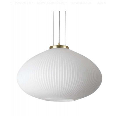 RAIONE HL 1x60W E27 Závěsné svítidlo, základna kov, povrch mosaz, difuzor sklo opál, pro žárovku 1x60W, E27, 230V, IP20, tř.2, rozměry d=450mm, h=300mm, vč závěs lanka l=2300mm, lze zkrátit.