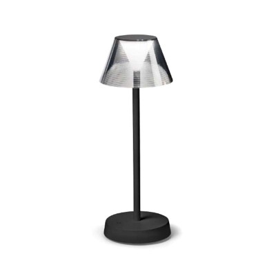 HEUSEN TL 1,8W IP54 Stolní venkovní lampa, těleso kov, povrch černá/kávová/šedá/ bílá, difuzor plast opál, stínítko sklo, LED 1,8W, 150lm, teplá 3000K, dotykové stmívání, nabíjení USB-C, výdrž cca 14 hodiny, IP54, rozměry d=125mm, h=345mm.