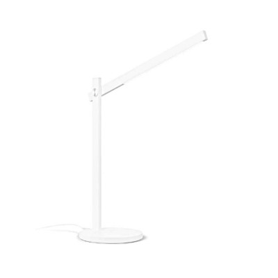 PORTEK 7W Stolní kancelářská lampa, nastav. směr svícení, těleso kov a plast bílá, dif plast opál, LED 7W, 1150lm, přepín teplota CCT teplá 3000K-denní 6500K, dotyk stmív, 230V, IP20, rozměry h=760mm.