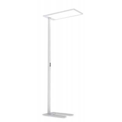 READINGER FL 76W Stojací kancelářská lampa, těleso hliník, povrch bílá, difuzor plast, LED 76W, 9700lm, teplá 3000K, UGR<16, dotyk stmívač, 230V, IP20, tř.1, 340x1950x500mm, svítí nahoru/dolů, USB připojení