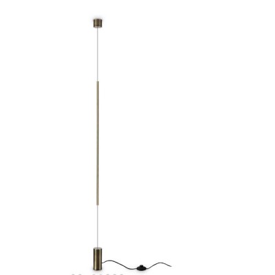RACIO FL 14W Stojací lampa s upevněním ke stropu, těleso kov, povrch mosaz, difuzor plast opál, LED 14W, 1500lm, teplá 2700K, 230V, IP20, rozměry d=60mm, h=7040mm, vypínač na kabelu.