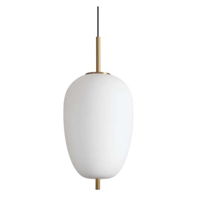 GRONEST HL III 20W Závěsné svítidlo, základna kov, povrch zlatá, stínítko sklo opál, LED 20W, 2050lm, teplá 3000K, 230V, IP20, tř.2, rozměry d=270mm, h=445mm, vč. závěs. kabelu l=2590mm, lze zkrátit.