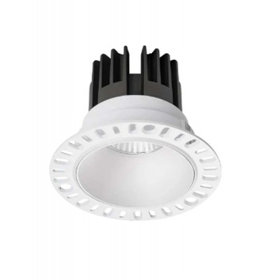 PUKAS R 11W Stropní podhledové svítidlo bodové bezrámečkové, těleso hliník, povrch bílá, LED 11W, 950lm, teplá 3000K, Ra90, 230V, IP40, rozměry d=100mm, h=77mm.