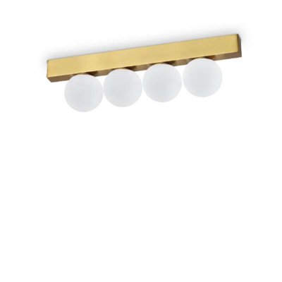 KARTZ PL 18W Stropní přisazené svítidlo, těleso kov, povrch mosaz, difuzor plast opál, LED 12W, 1000lm, teplá 3000K, 230V, IP20, tř.2, rozměry 310x90x60mm.