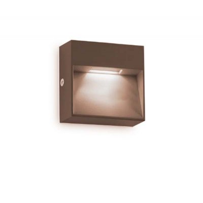 REPET SQ 1,5W IP65 Nástěnné venkovní svítidlo, těleso hliník, povrch kávová, dif plast, LED 1,5W, 160lm, teplá 3000K, 230V, IP65, tř.2, rozměry 100x100x30mm, svítí dolů.