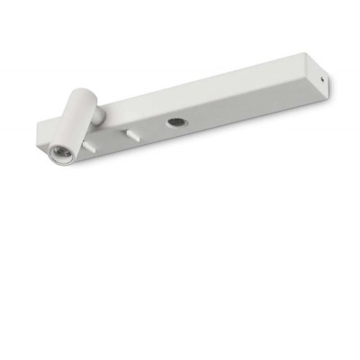 SHER L 6,5W Nástěnné svítidlo pro osvětlení u lůžka v ložnici, nast. směr svícení, těleso kov, povrch bílá, LED 6,5W, 830lm, teplá 3000K, 230V, IP20, tř.2, rozměry 220x60x65mm, vč vypínače na tělese.