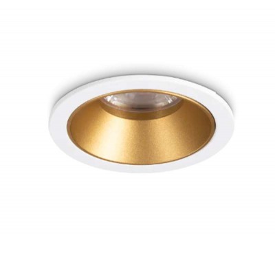 PUKAS R  11W Stropní podhledové svítidlo bodové, těleso hliník, povrch kruh bílá, reflektor zlatá, LED 11W, 1100lm, neutrální 4000K, UGR<19, Ra90, 230V, IP20, tř.2. rozměry d=85mm, h=80mm.