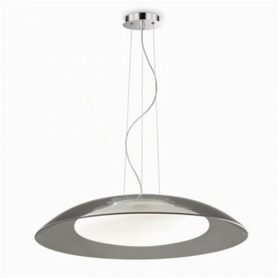 BANDA 640 Závěsné svítidlo, stropní krytka kov, povrch chrom, stínítko, horní sklo šedá kouřová, dolní sklo opál mat, pro žárovku 3x60W, E27, 230V, IP20, sklio d=640mm, h=290, vč lank závěsu l=1200mm, 